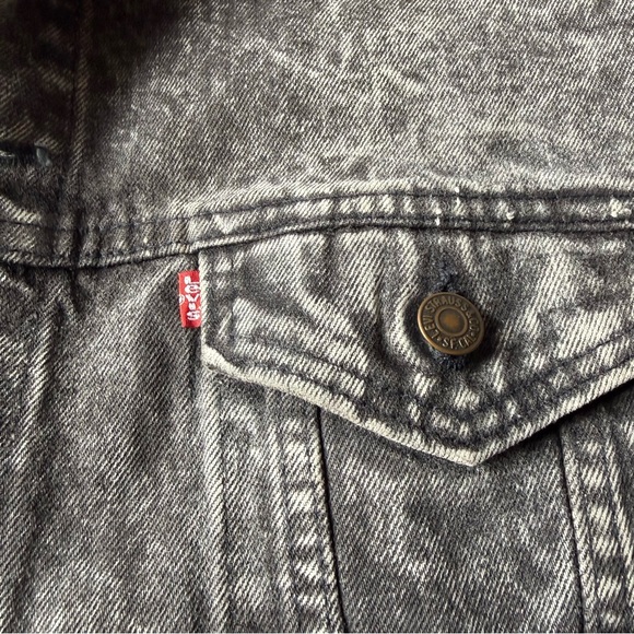 VTG 80s Levis Denim Trucker Jacket XL Black Acid Wash USA 70507 0253 - Picture 7 of 8